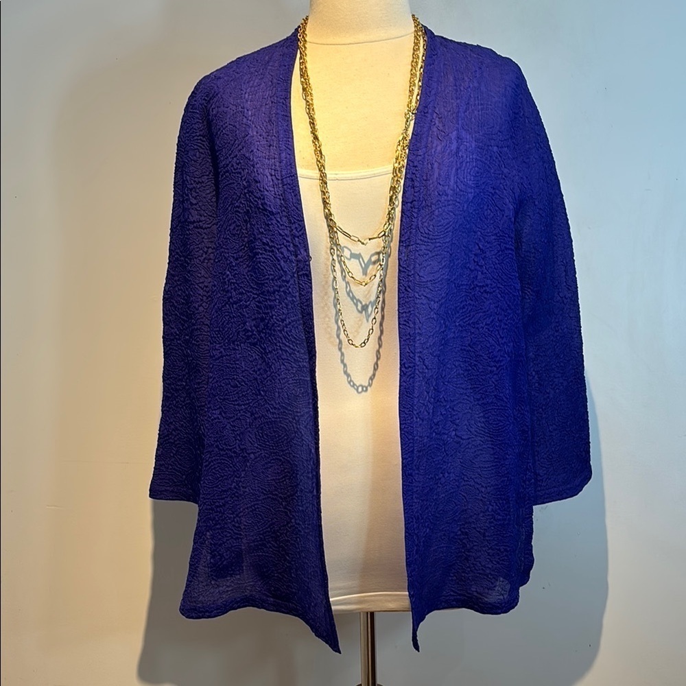 Vintage Giorgio Armani silk indigo/purple  Cardigan Lightweight Open Front size8